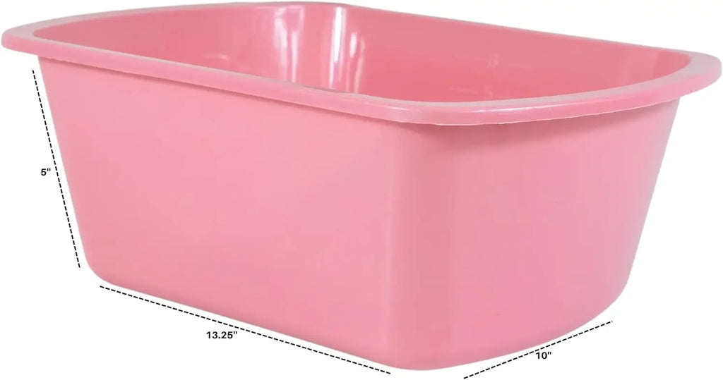 5-Pack Pink Rectangular Plastic Tub with Graduated Markings, Portable Soaking Basin for Face Washing, Foot Bath & Laundry