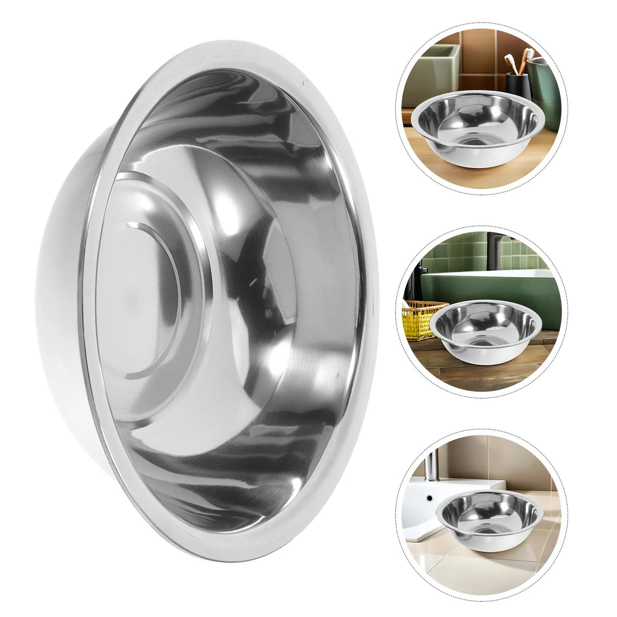 2Pcs Multipurpose Stainless Steel Basin Thickened Wash Basin Laundry Bowl Foot Soaking Tub Portable Foot Bath Bathroom Washtub