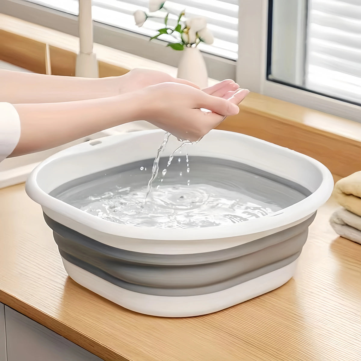 Collapsible Tub Basin Laundry Collapsible Laundry Baskets Foldable Plastic Washtub Space Saving Storage Container for Dishing