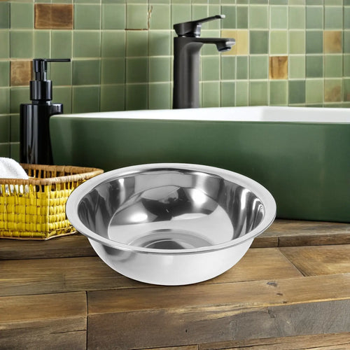 2Pcs Multipurpose Stainless Steel Basin Thickened Wash Basin Laundry Bowl Foot Soaking Tub Portable Foot Bath Bathroom Washtub